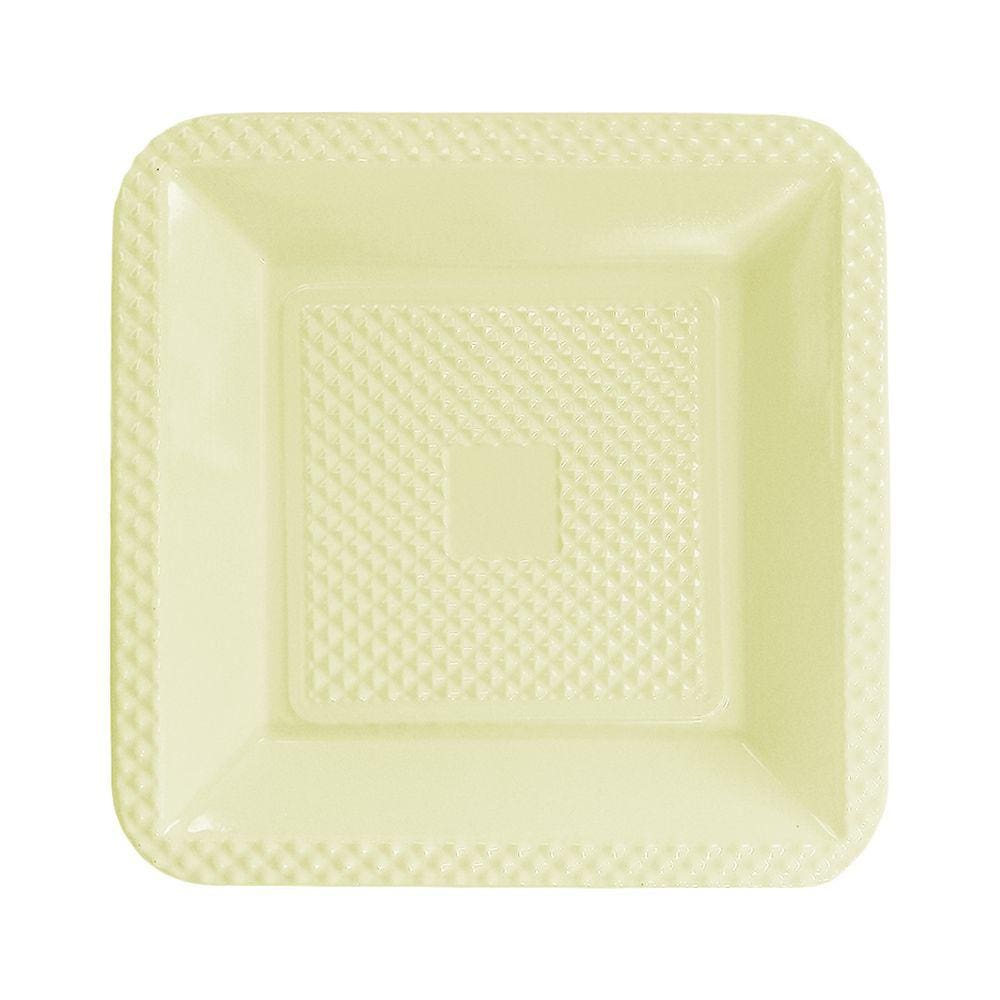 Prato Descartável Amarelo Candy Quadrado 15cm - 10 Unidades