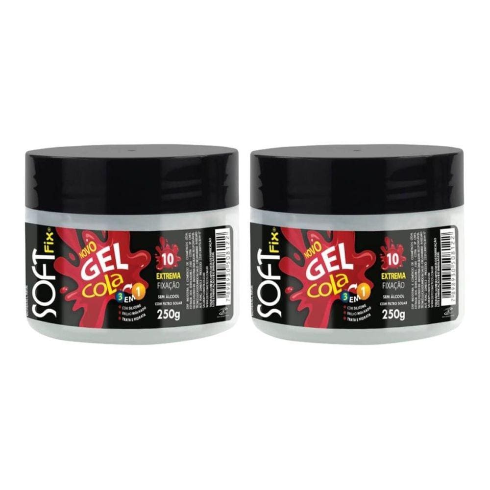 Gel Cola Fixador Softfix Branco 240G - Kit Com 2Un