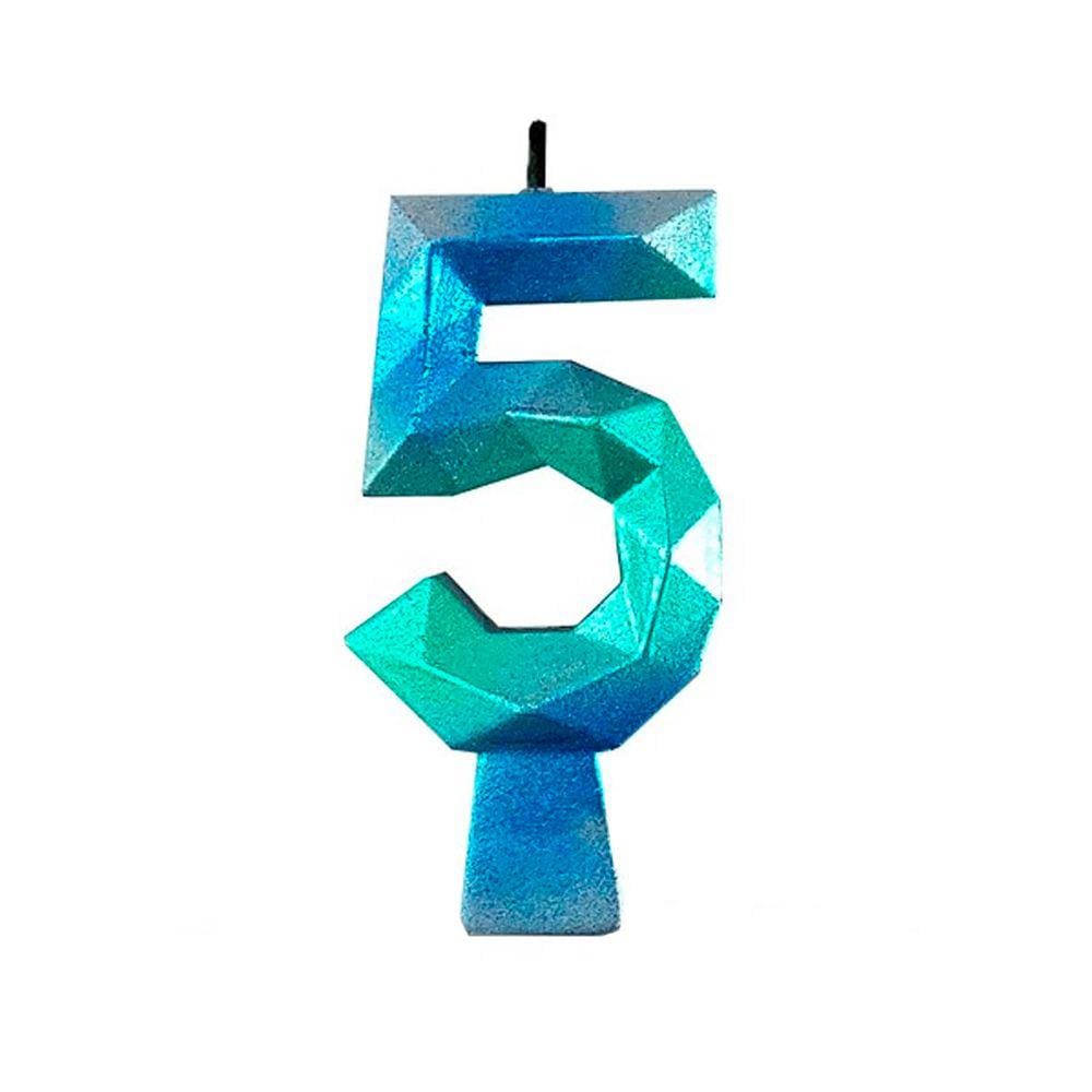 Vela de Aniversário Diamante Azul e Verde