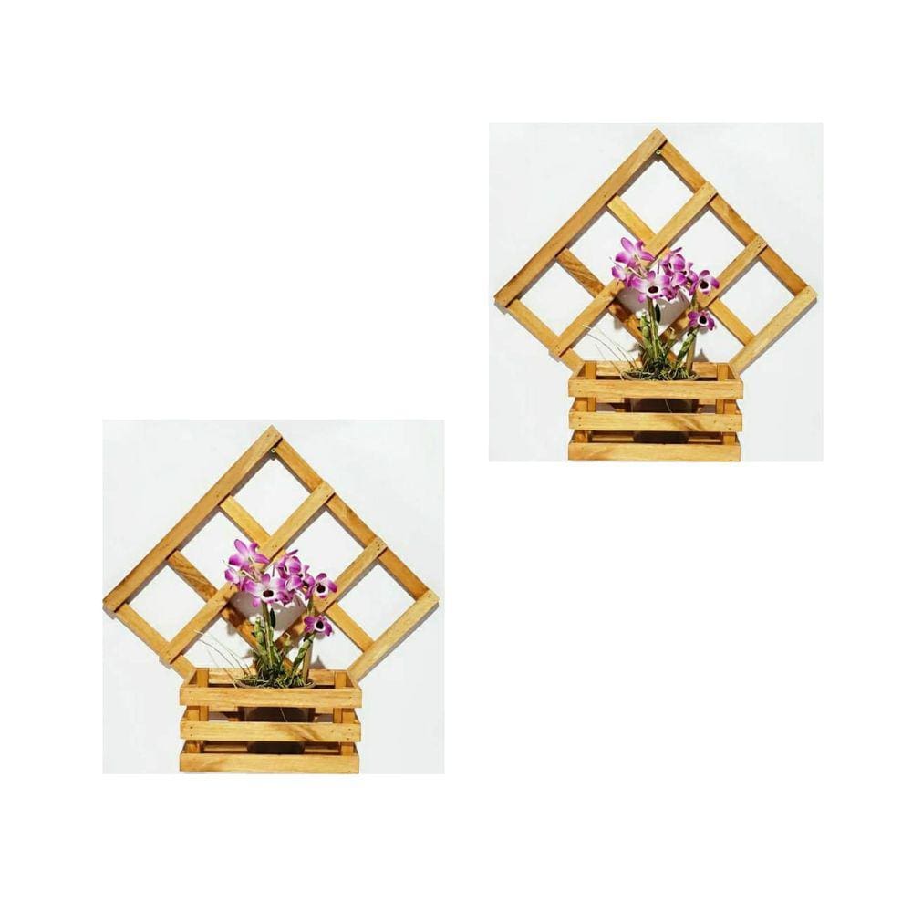 Floreira De Madeira Jardim Vertical Para Orquídeas Kit 2 Pec
