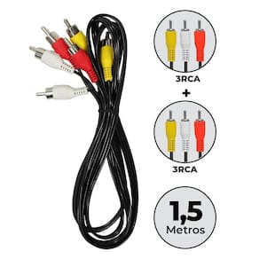 Cabo Av 3Rca X 3Rca 1,5M Vídeo Som Tv Tubo Conversor Dvd