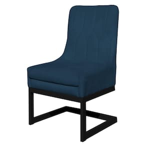 Cadeira Valentina Para Cozinha Base Preta Suede Azul Royal - Vallisa Decor