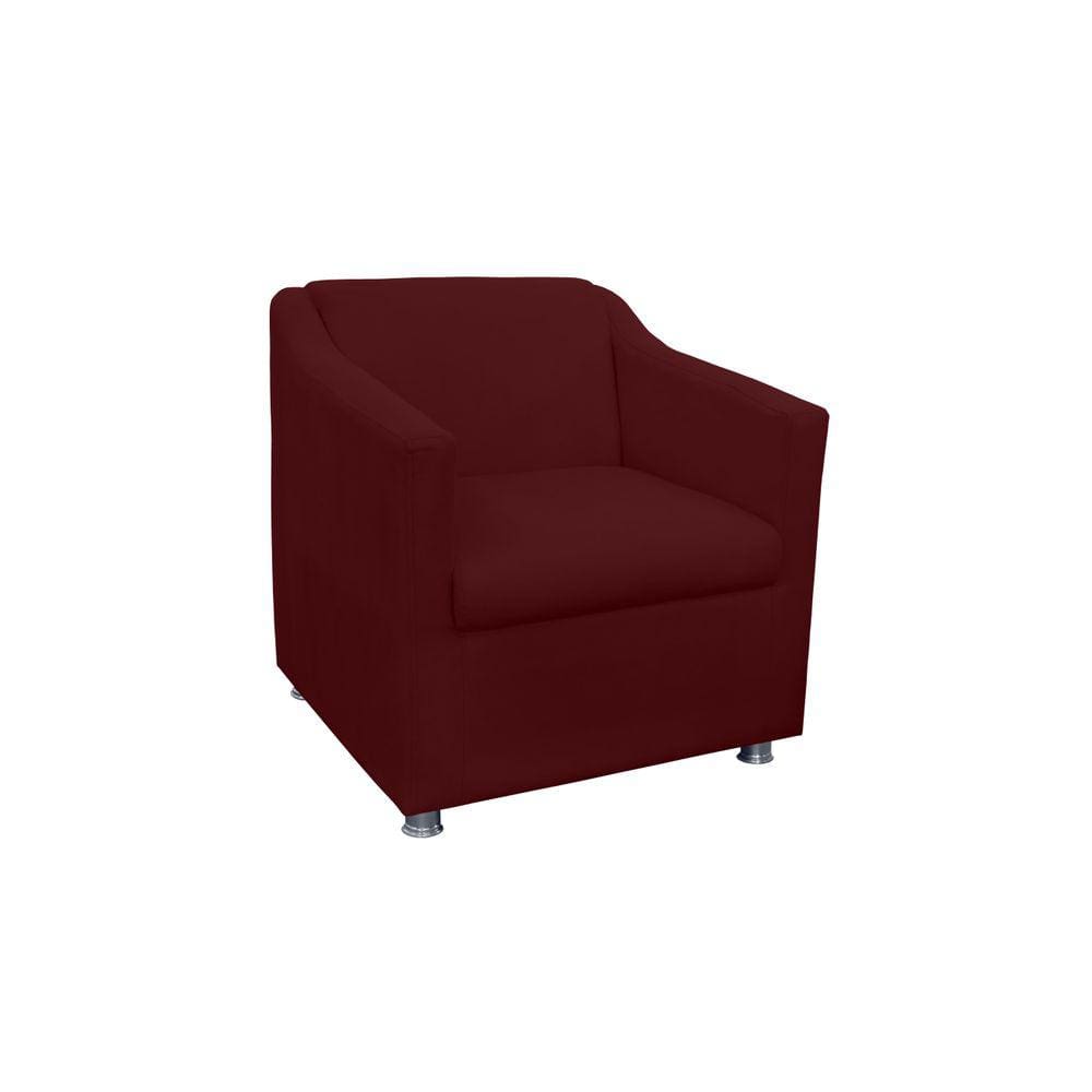 Poltrona Tilla Recepção Suede Bordo - Vallisa Decor