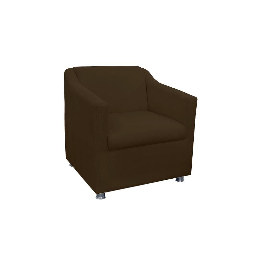 Poltrona Tilla Recepção Suede Marrom - Vallisa Decor