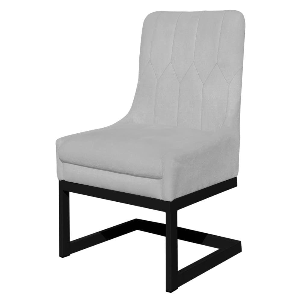 Cadeira Valentina Para Cozinha Base Preta Suede Branco - Vallisa Decor