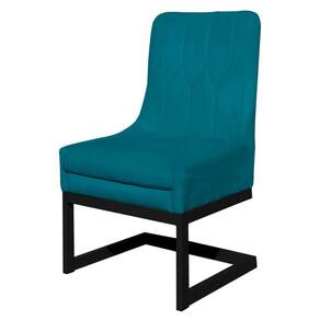 Cadeira Valentina Para Cozinha Base Preta Suede Azul Turquesa - Vallisa Decor