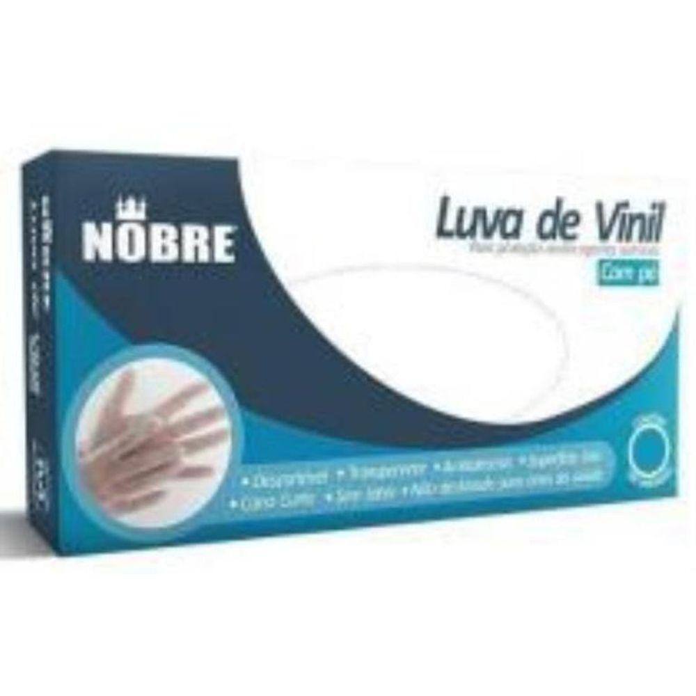 Luva Vinil Sem Po Protecao Contra Agentes com 100 unidades-M