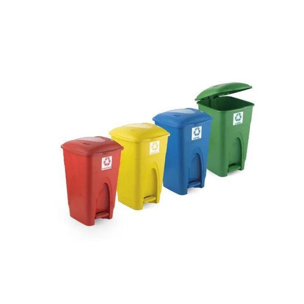 Kit Reciclado 65 Lts Com Pedal Com 4 Peças Injeplastec