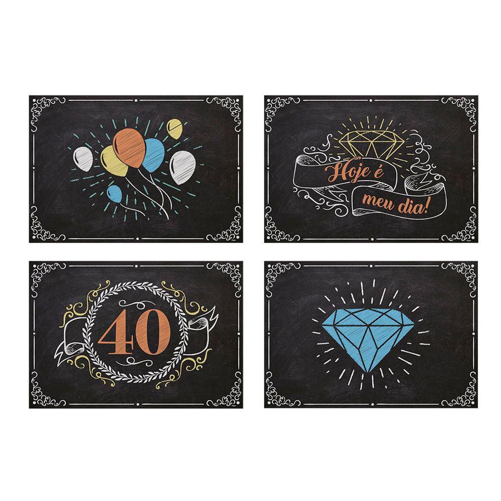 Quadros Decorativos 40 anos - 45cm x 31cm - 4 Unidades