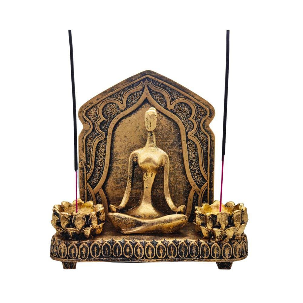 Estatua Yoga Com Aparador Painel Altar Esotérico Resina