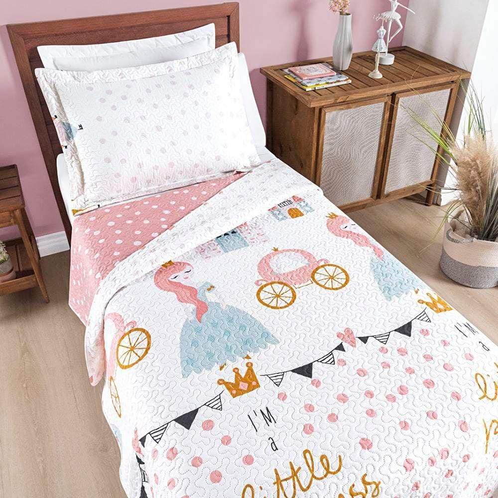 Colcha Solteiro Bouti Kids Dupla Face Estampado 2 Peças - Little Princess