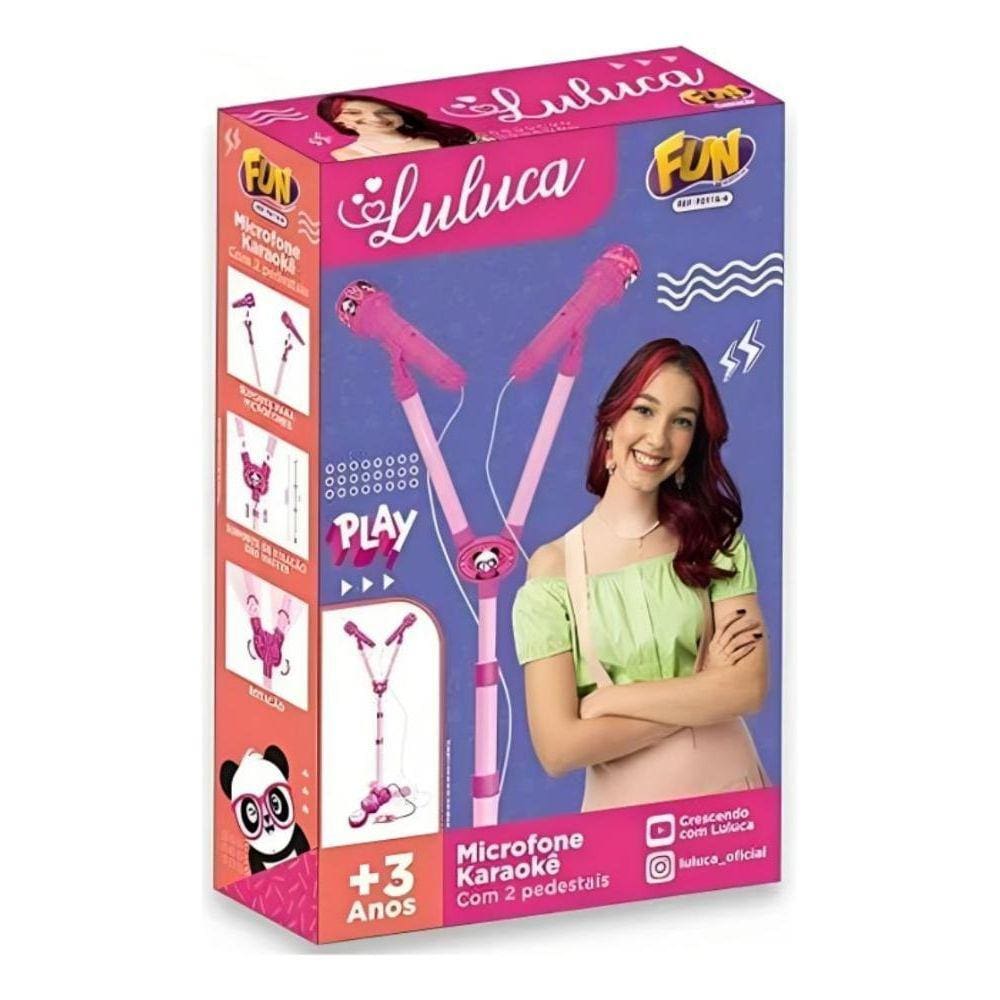 Luluca Microfone Com 2 Pedestais E Conector De Celular Fun