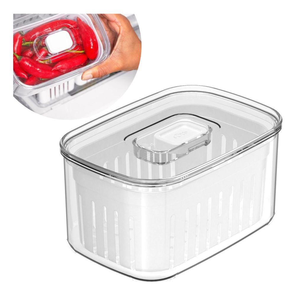 Organizador Geladeira Clear Fresh Branco Transparente 0,65L Ou