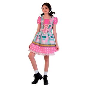 Vestido Festa Junina Rosa Infantil Arraiá