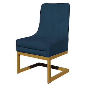 Cadeira Valentina Para Cozinha Base Dourada Suede Azul Royal - Vallisa Decor
