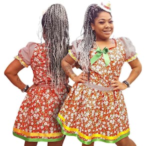 Vestido Festa Junina Adulto Chitão Colorido