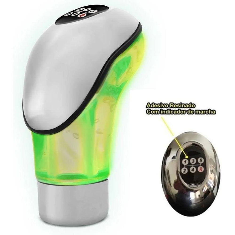 Bola Bolinha Manopla De Câmbio Naja 5 Marchas Com Led Verde