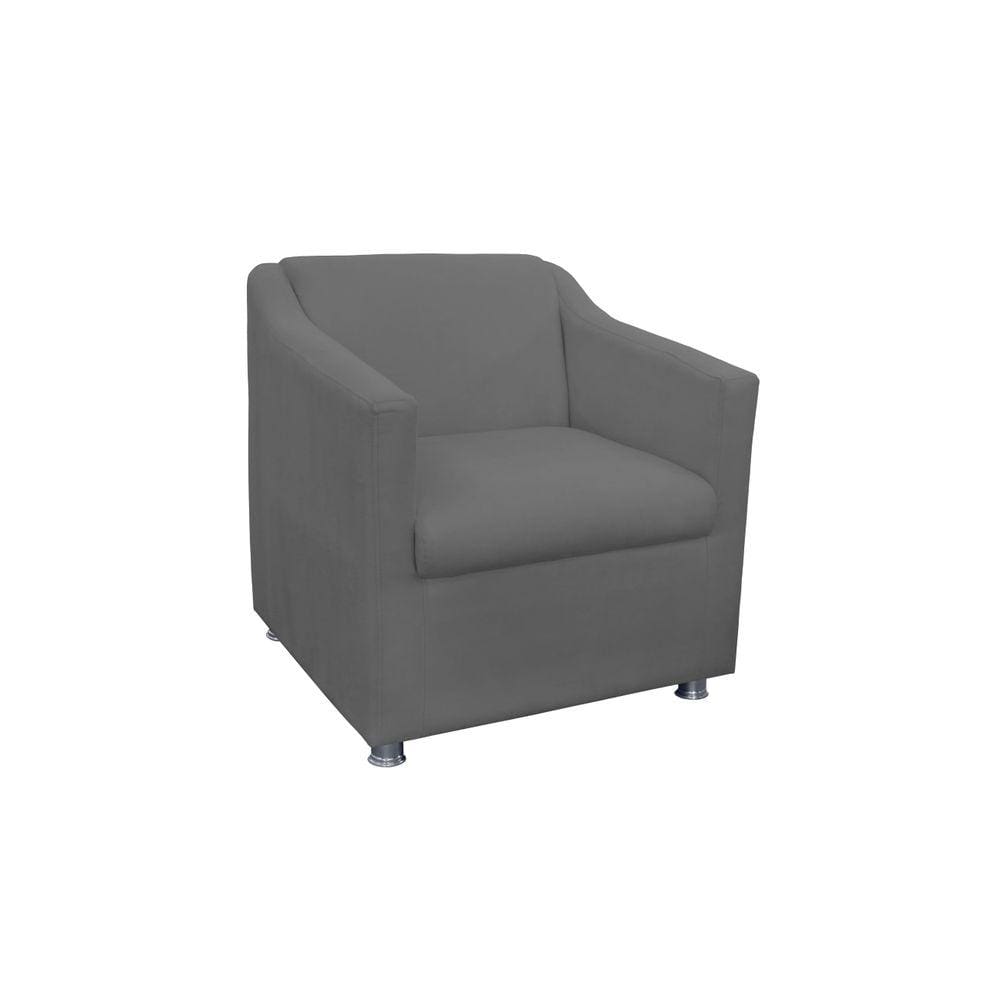Poltrona Tilla Recepção Suede Cinza - Vallisa Decor