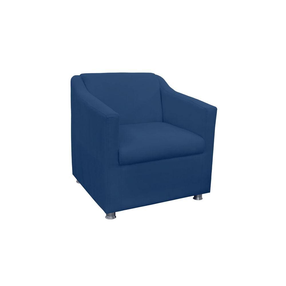 Poltrona Tilla Recepção Suede Azul Marinho - Vallisa Decor
