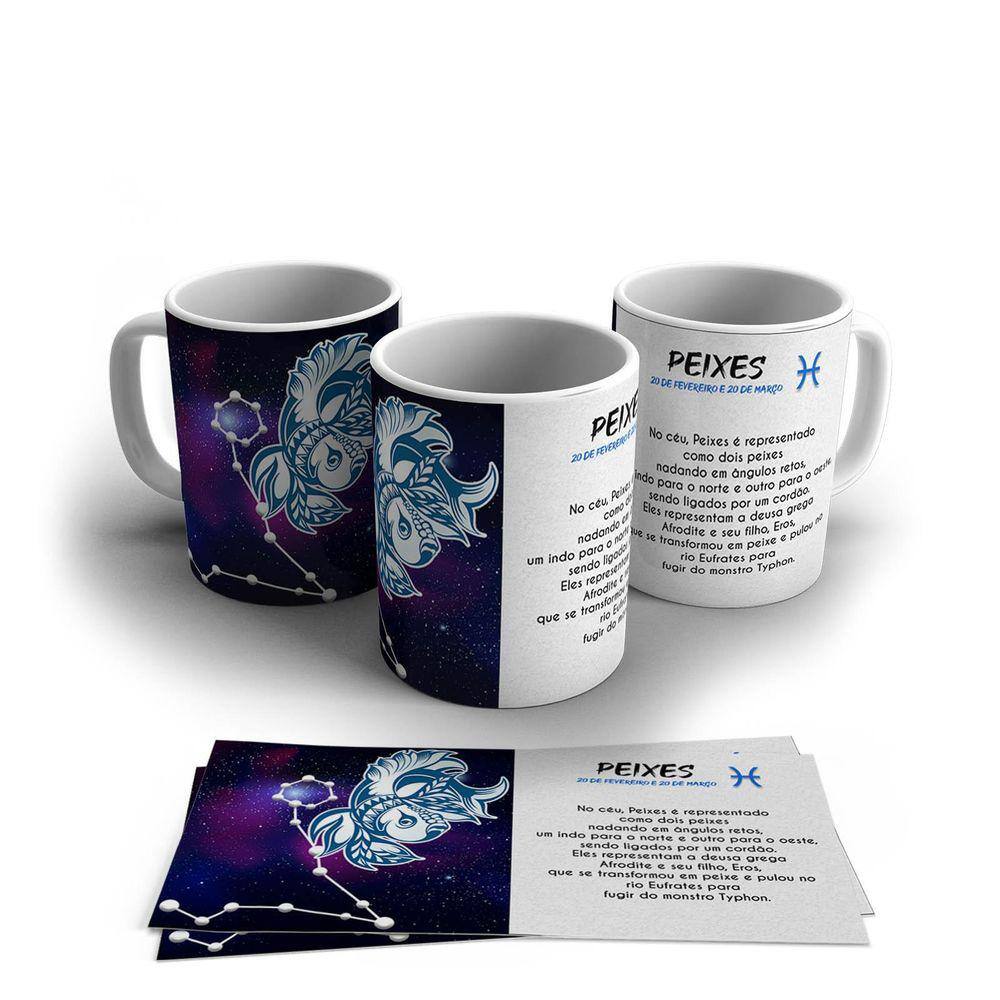Caneca Personalizada Cerâmica Signo Peixes 325ml