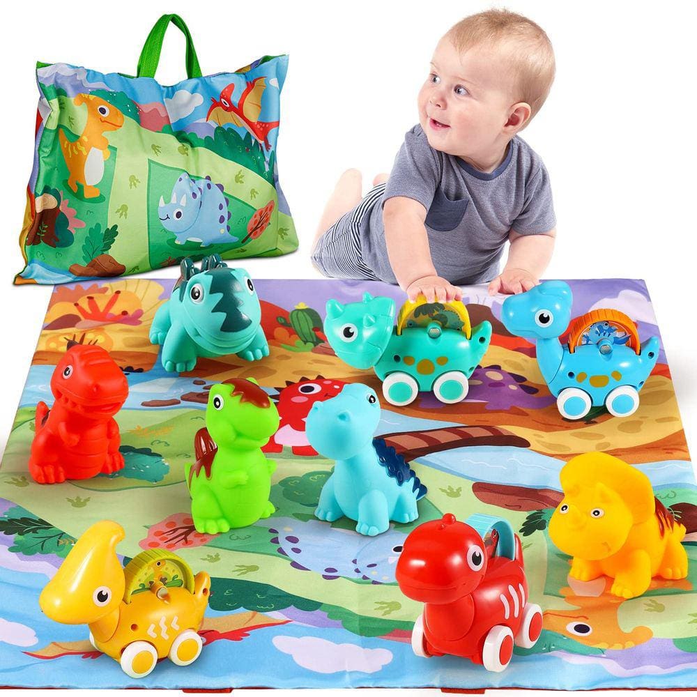Conjunto de carros de brinquedo ALASOU Dinosaur com tapete de brincar e bolsa de armazenamento de 1 a 3 anos