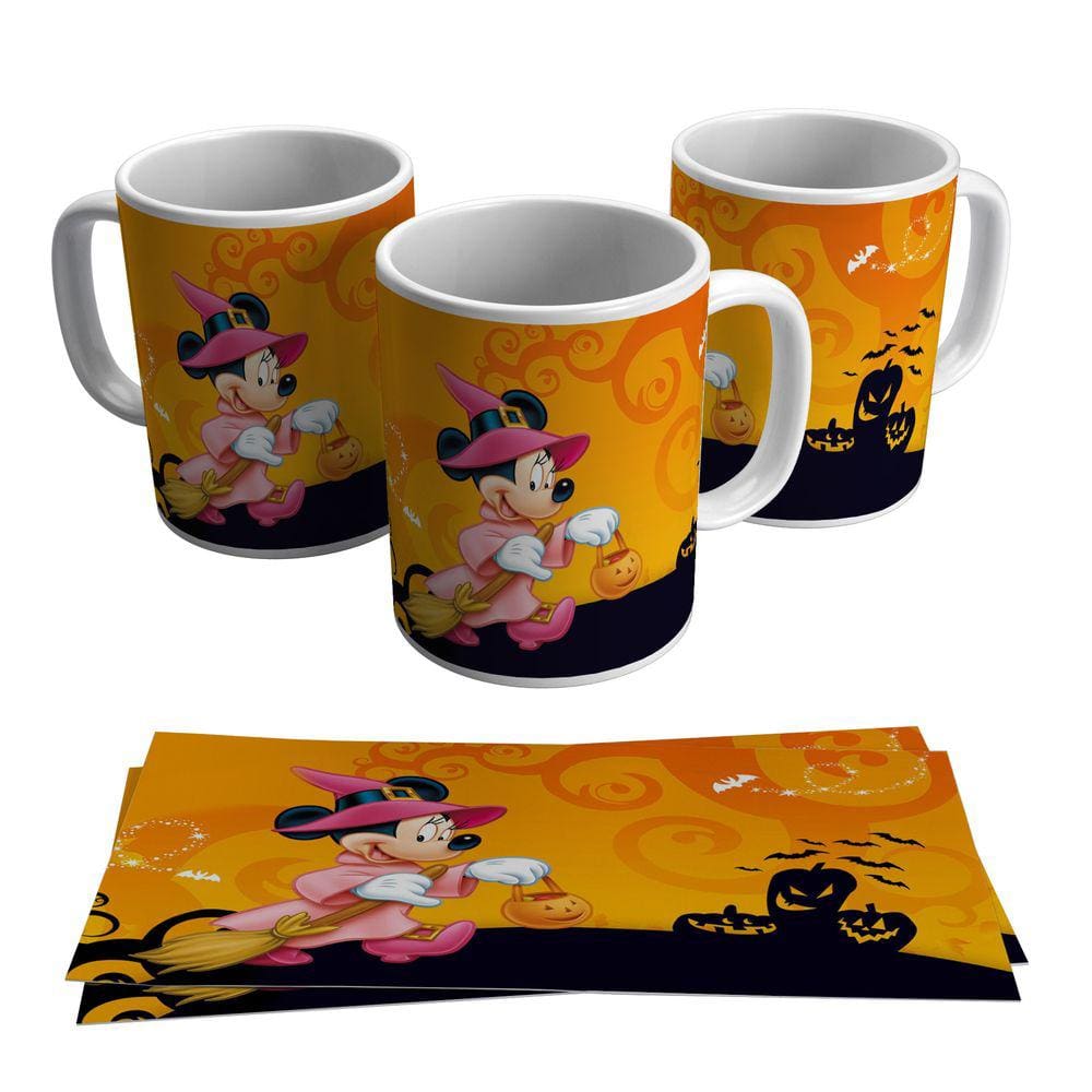 Caneca Mickey Halloween Dia Das Bruxas Abóbora 325ml