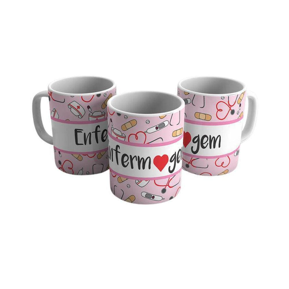 Caneca Personalizada Porcelana Profissão Enfermeiro 325ml