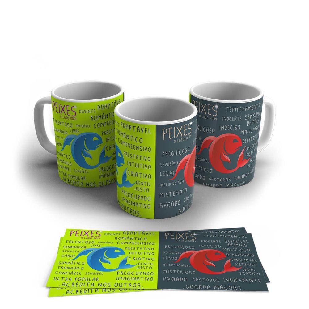 Caneca Personalizada Cerâmica Signo Peixes 325ml