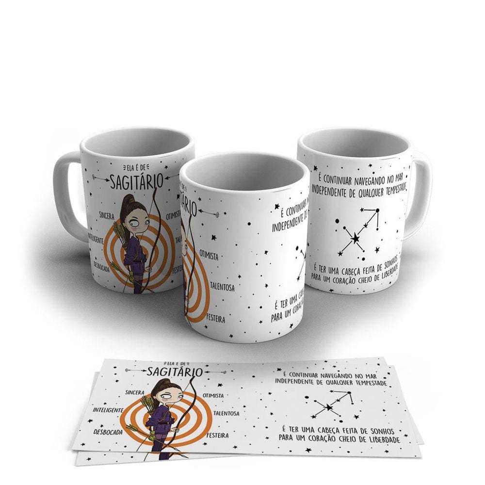 Caneca Porcelana Signo Do Zodíaco Sagitário 325ml