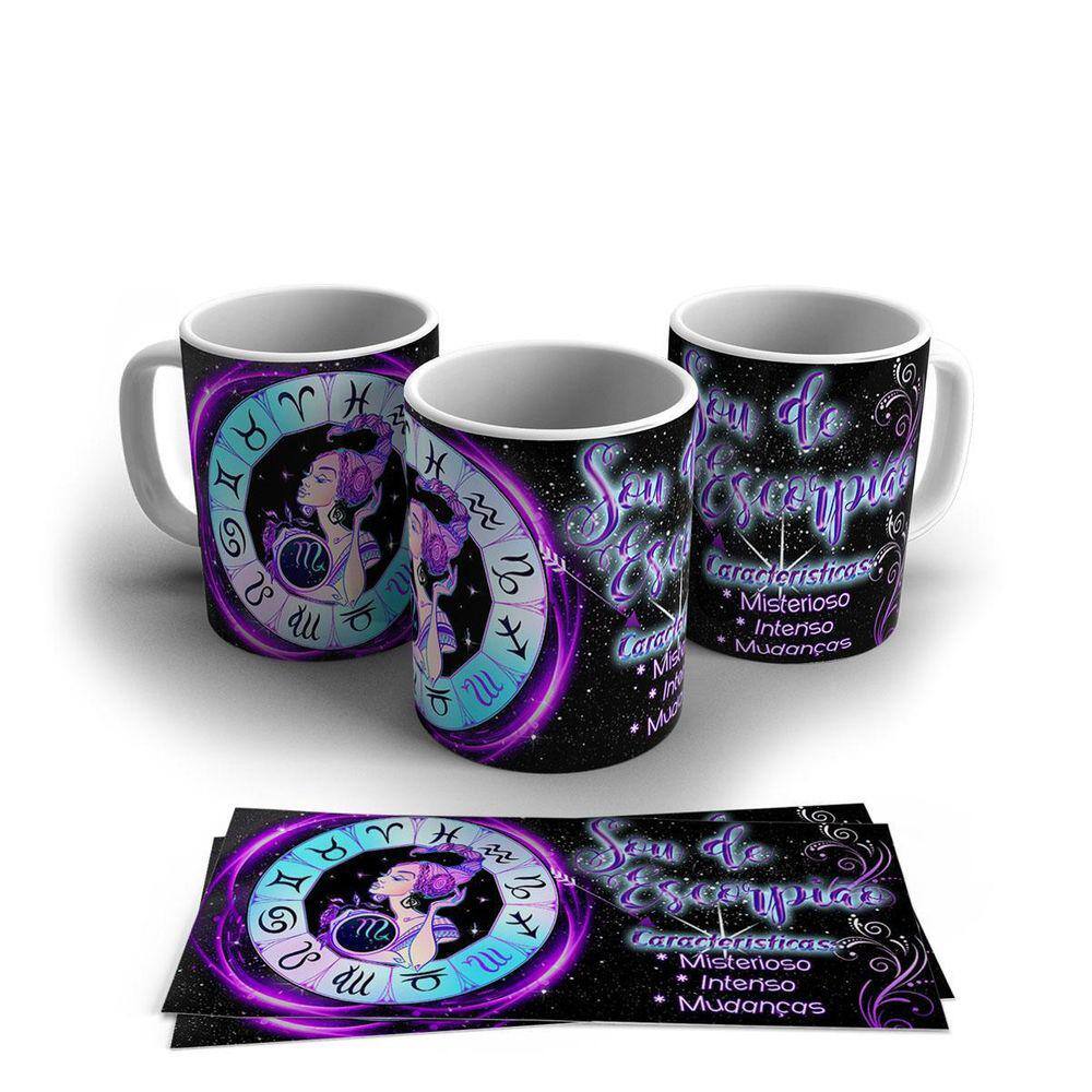 Caneca Porcelana Signo Do Zodíaco Escorpião 325ml