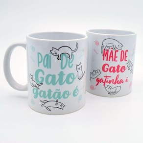 Kit Canecas Mãe De Gato Gatinha É & Pai De Gato Gatão É