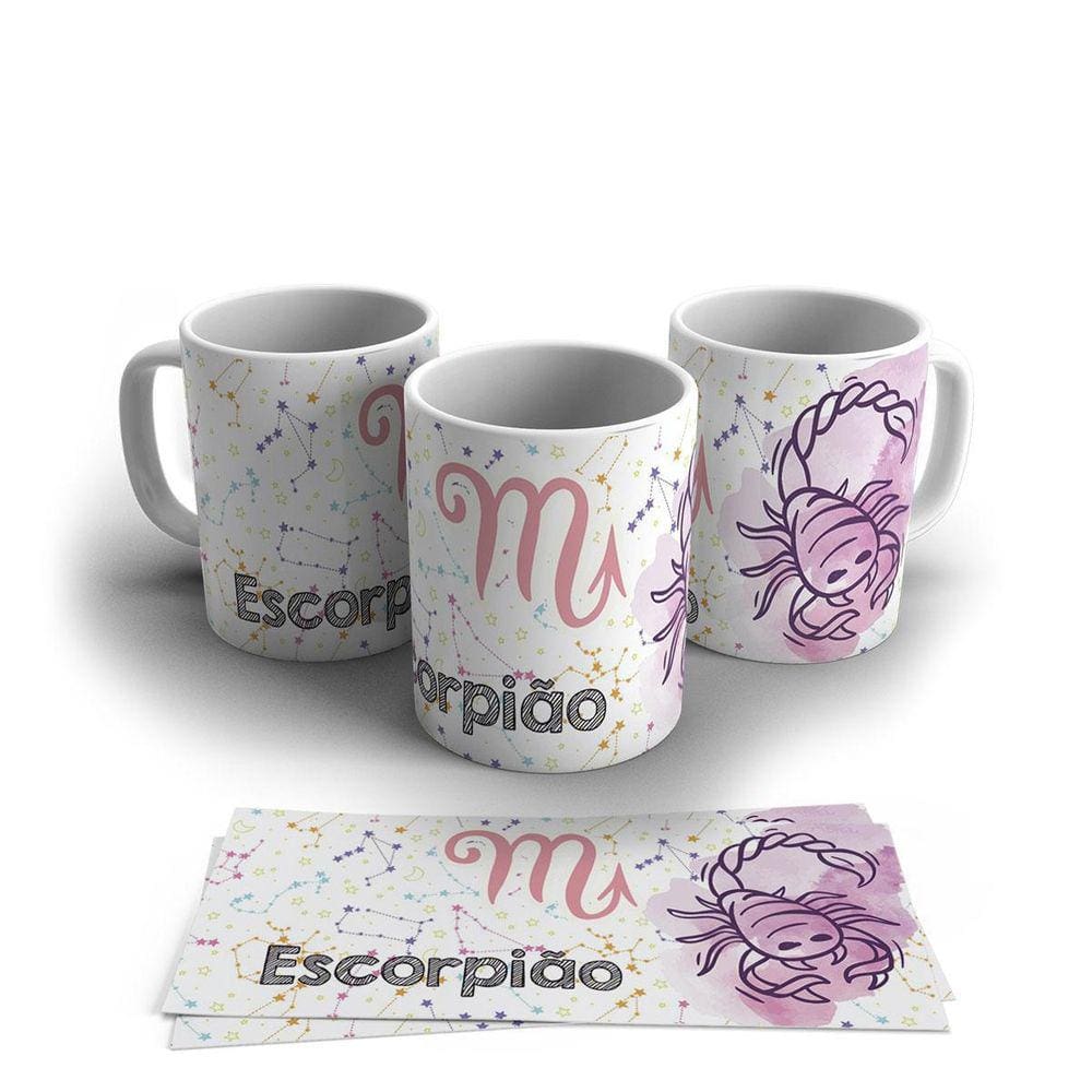 Caneca Porcelana Signo Do Zodíaco Escorpião 325Ml