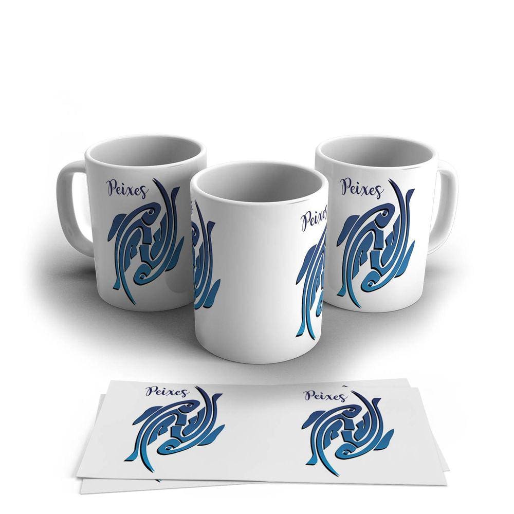 Caneca Personalizada Cerâmica Signo Peixes 325ml