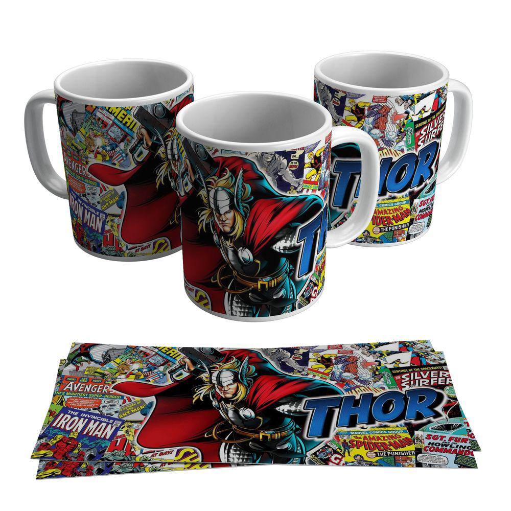Caneca Gibi Do Thor Super Herói Marvel Revistinha Hq