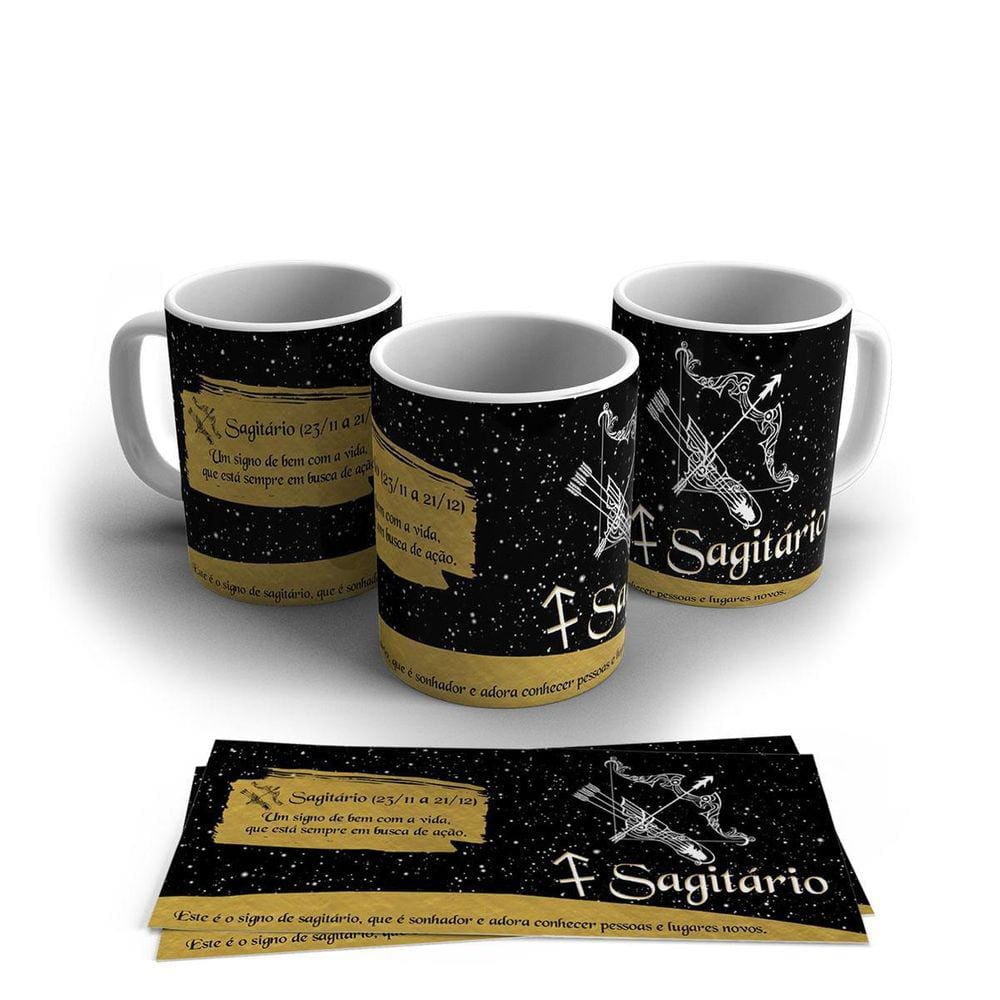 Caneca Porcelana Signo Do Zodíaco Sagitário 325ml