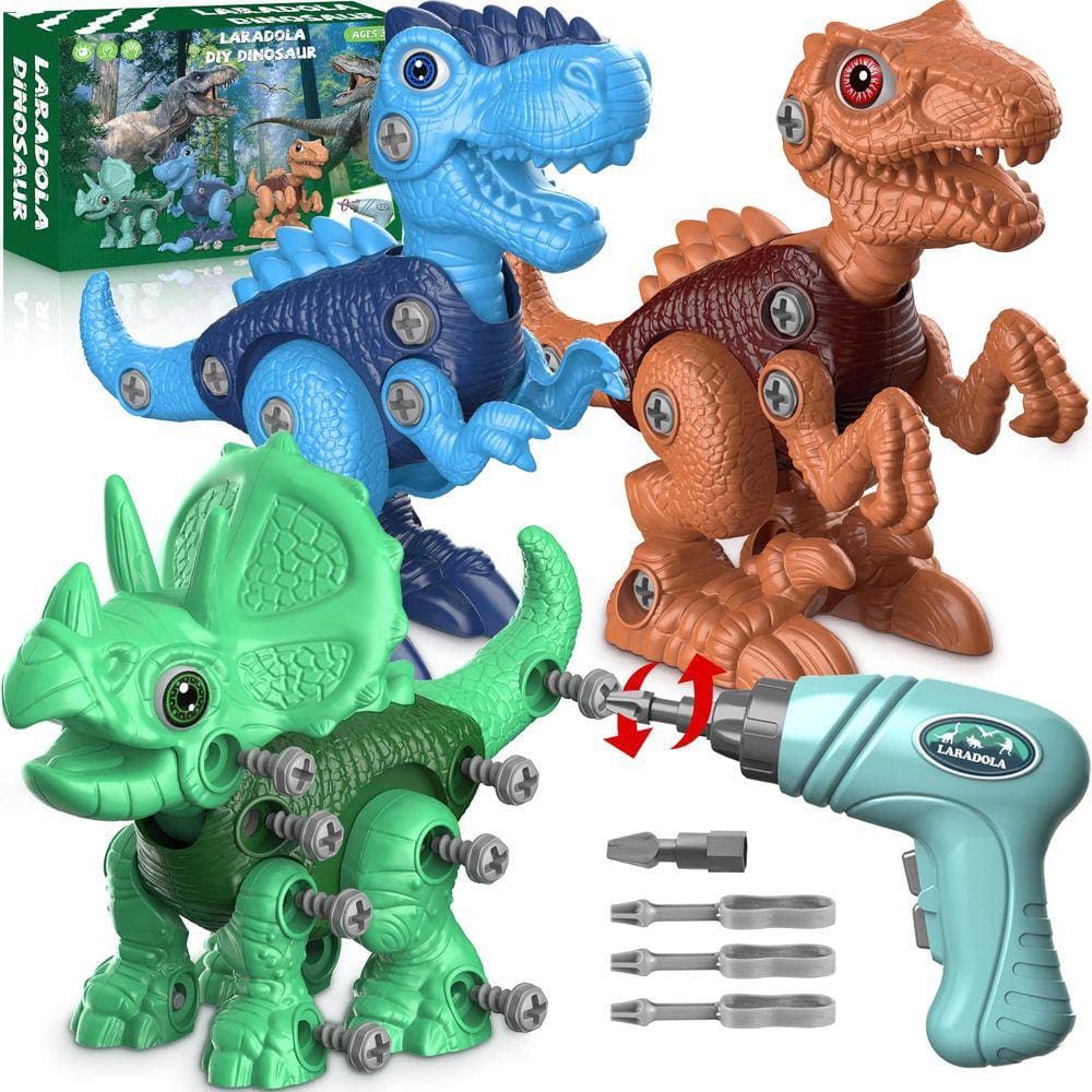Brinquedos de dinossauro Laradola para meninos de 3 a 8 anos com furadeira elétrica