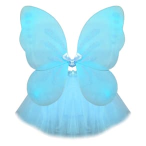 Kit Asa de Borboleta e Saia Tule Infantil Azul