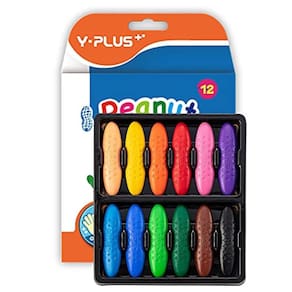 Lápis de amendoim YPLUS para crianças, 12 cores, lavável de 2 a 4 anos