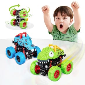 Caminhão de dinossauro de brinquedo LODBY Pull Back para crianças de 2 anos ou mais com 2 crianças