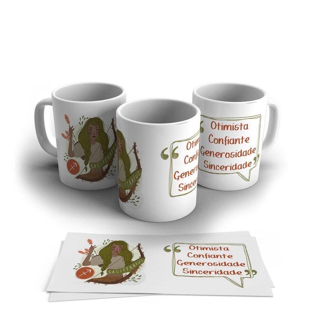 Caneca Porcelana Signo Do Zodíaco Sagitário 325ml