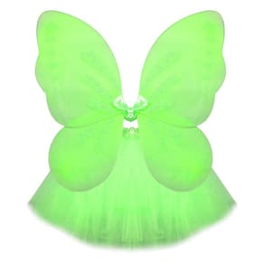 Kit Asa de Borboleta e Saia Tule Infantil Verde