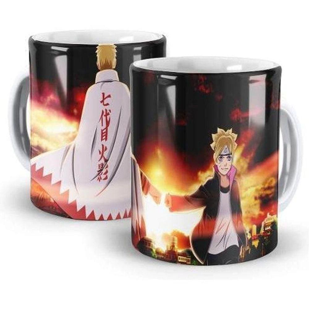 Caneca Naruto E Boruto Geek Premium Branca