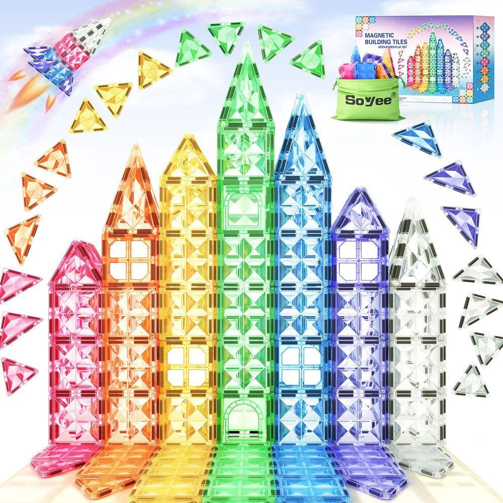 Blocos de construção magnéticos Toy Soyee Kids 3-8 anos com azulejos