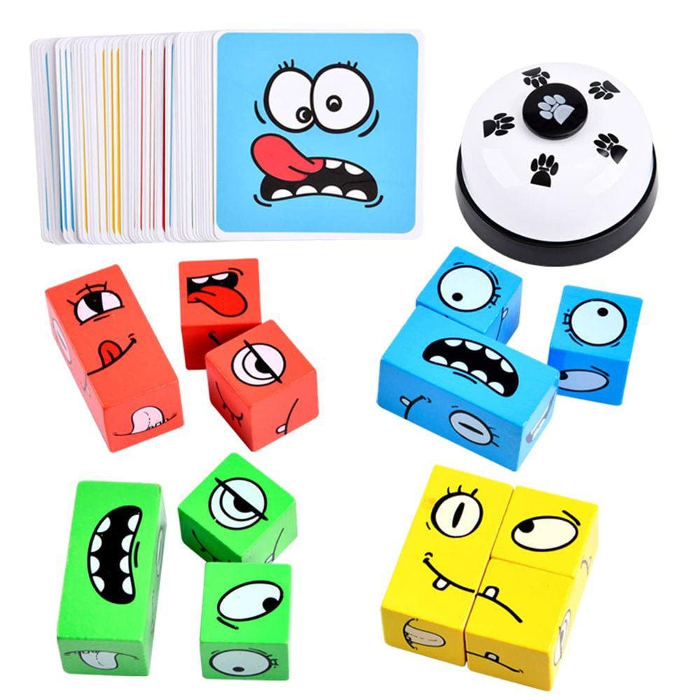 Jogo de quebra-cabeça Varbertos Wooden Face Changing Magic Cube Kids