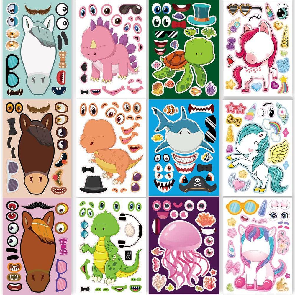 Conjunto de adesivos DaiUni Make Your Own para crianças com dinossauro unicórnio