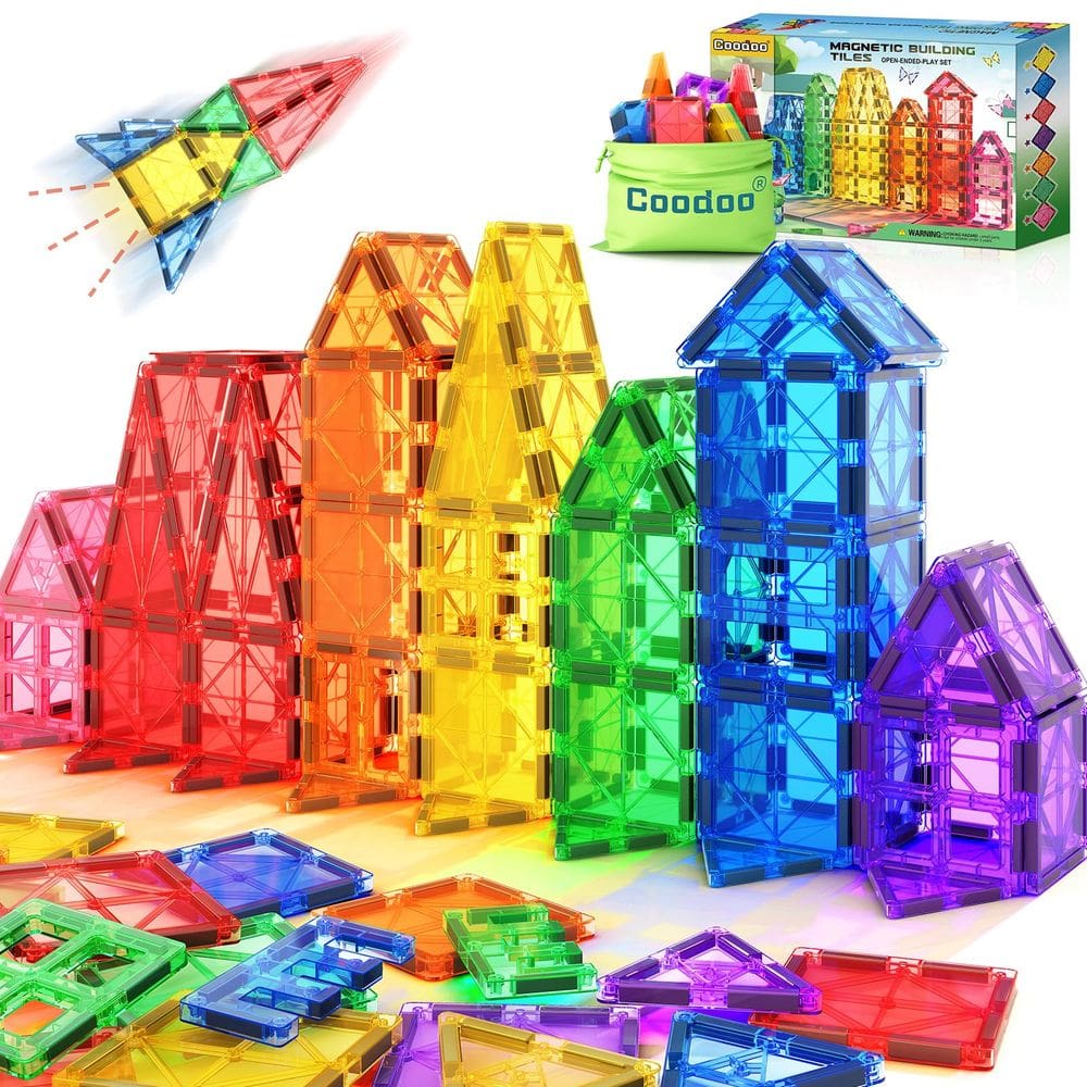 Conjunto inicial de azulejos magnéticos Coodoo Kids Toys de 3 anos ou mais