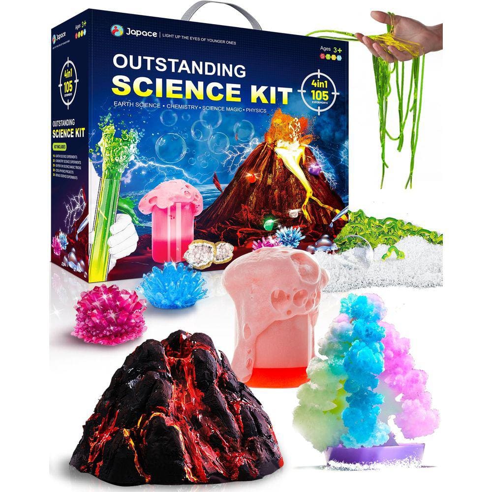 Kit científico Japace 4 em 1 para crianças de 6 a 14 anos | 105 Experime