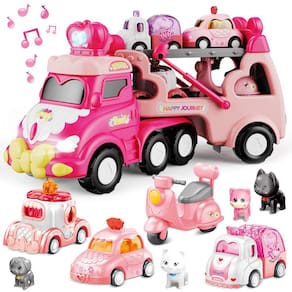 Toy Carrier Truck seveclotree 9 em 1 com carros e som para menina