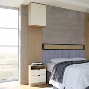 Mesa Cabeceira Modular 1 Porta 2 Gavetas Nancy Cedro/Off White
