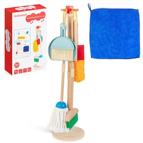 Conjunto de limpeza HELLOWOOD Kids Housekeeping, 8 peças com esfregão de vassoura